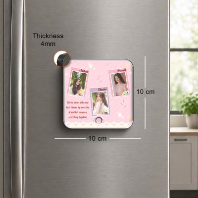 Gift for Trio Friends Personalized Musical Fridge Mganet with Playing Song Feature Friendship Gift for Trio  Birthday Gift for Bestie